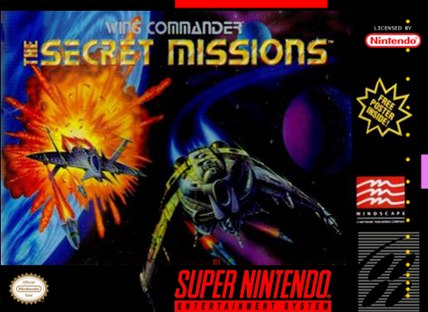 Wing Commander Secret Missions box art for Super Nintendo